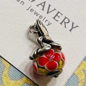 JAMES AVERY GLASS FLORAL HUMMINGBIRD FINIAL RETIRED